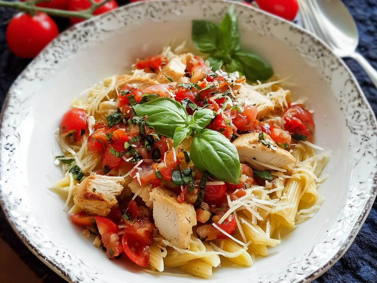 Bruschetta Pasta mit Hähnchenstreifen: Einfaches Rezept - Bild 1