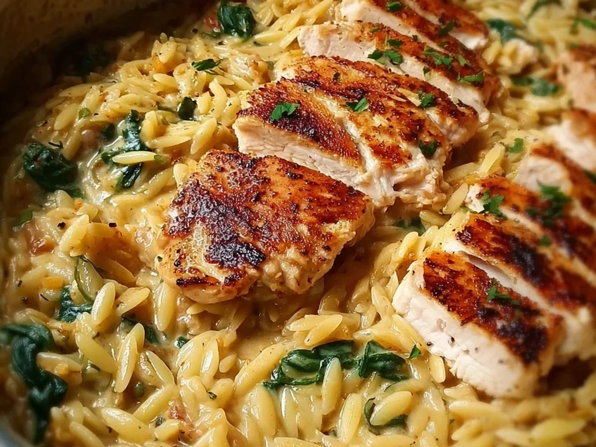 Cremige One Pot Orzo Pasta mit Hähnchen: Einfach & Lecker - Bild 1