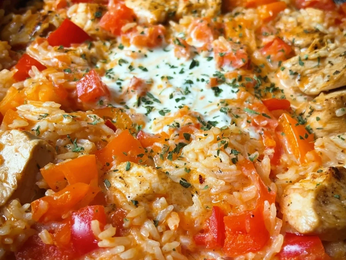 Cremige Paprika-Hähnchen-Pfanne mit Reis - Bild 2
