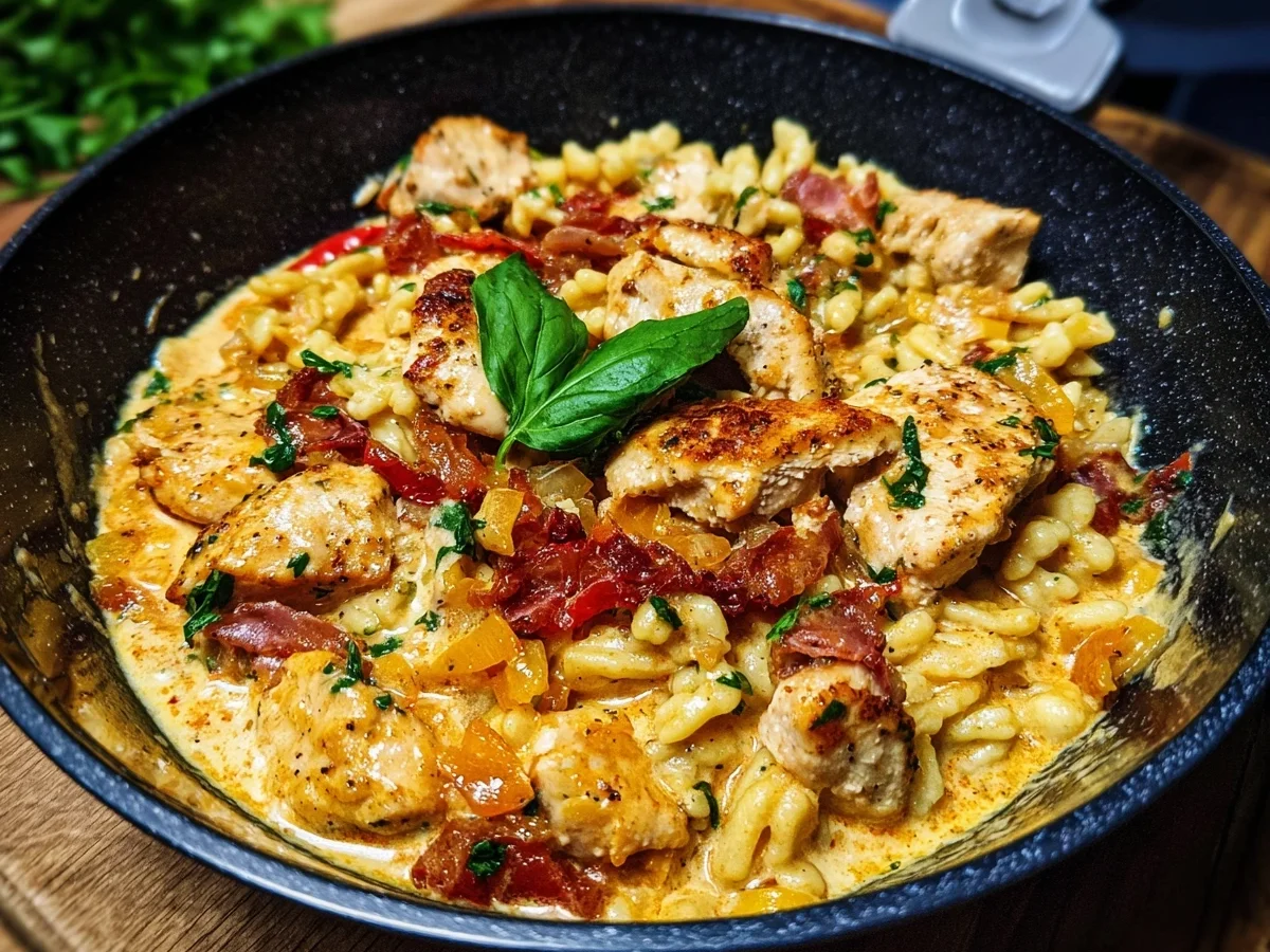 Cremige Spätzlepfanne mit Hähnchen & Ajvar - Bild 2