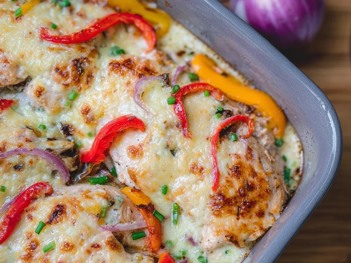 Cremiger Hähnchen-Auflauf mit Paprika & Schmand-Soße - Bild 1