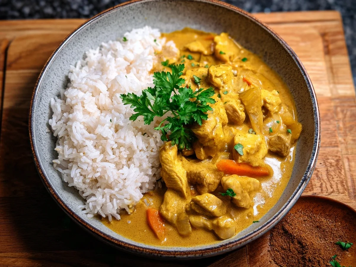 Cremiges Curry-Geschnetzeltes mit Reis - Bild 1