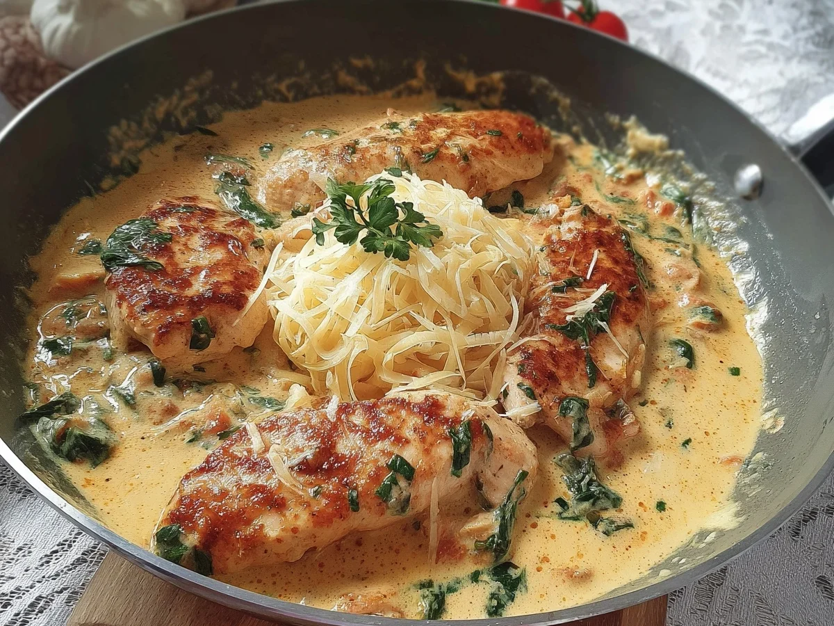 Cremiges Hähnchenfilet in Frischkäse-Parmesan-Soße - Bild 1