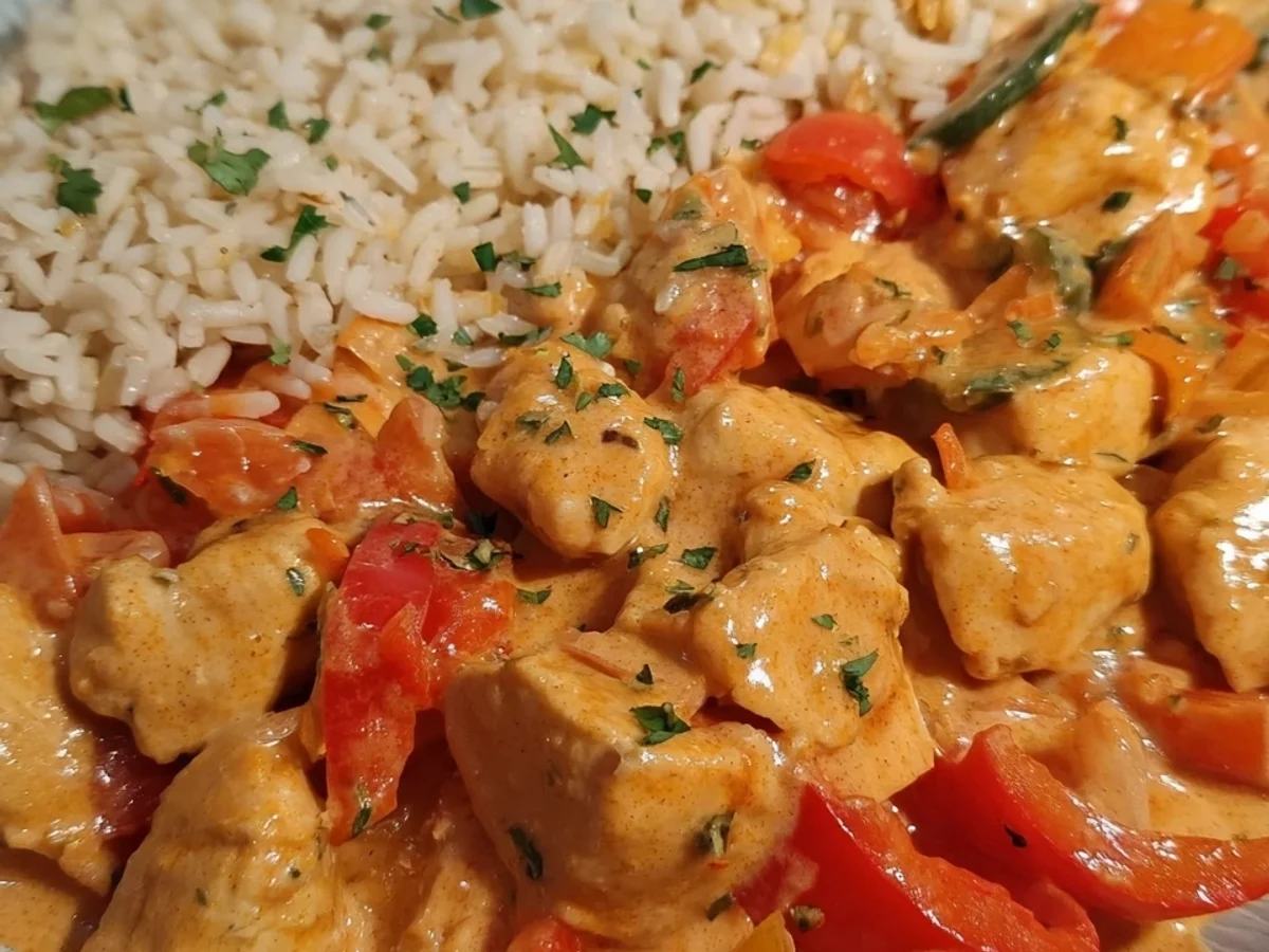 Cremiges Paprika Sahne Hähnchen mit Reis Fix gemacht - Bild 1