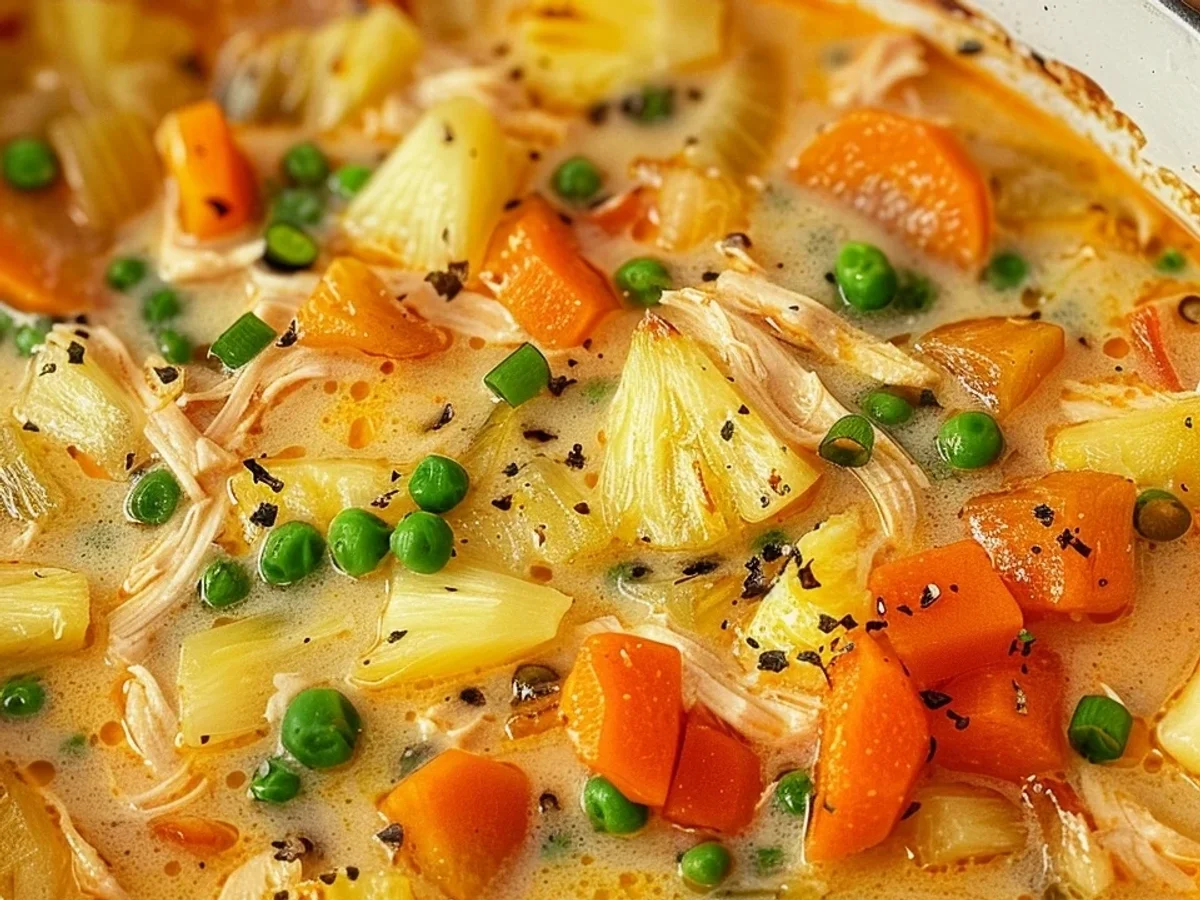 Einfache Ofensuppe: Hähnchen & Ananas, süß-sauer - Bild 1