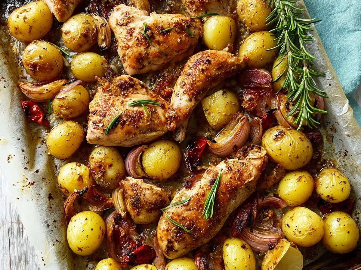 Einfaches Hähnchen-Rosmarinkartoffel-Blech Rezept - Bild 1
