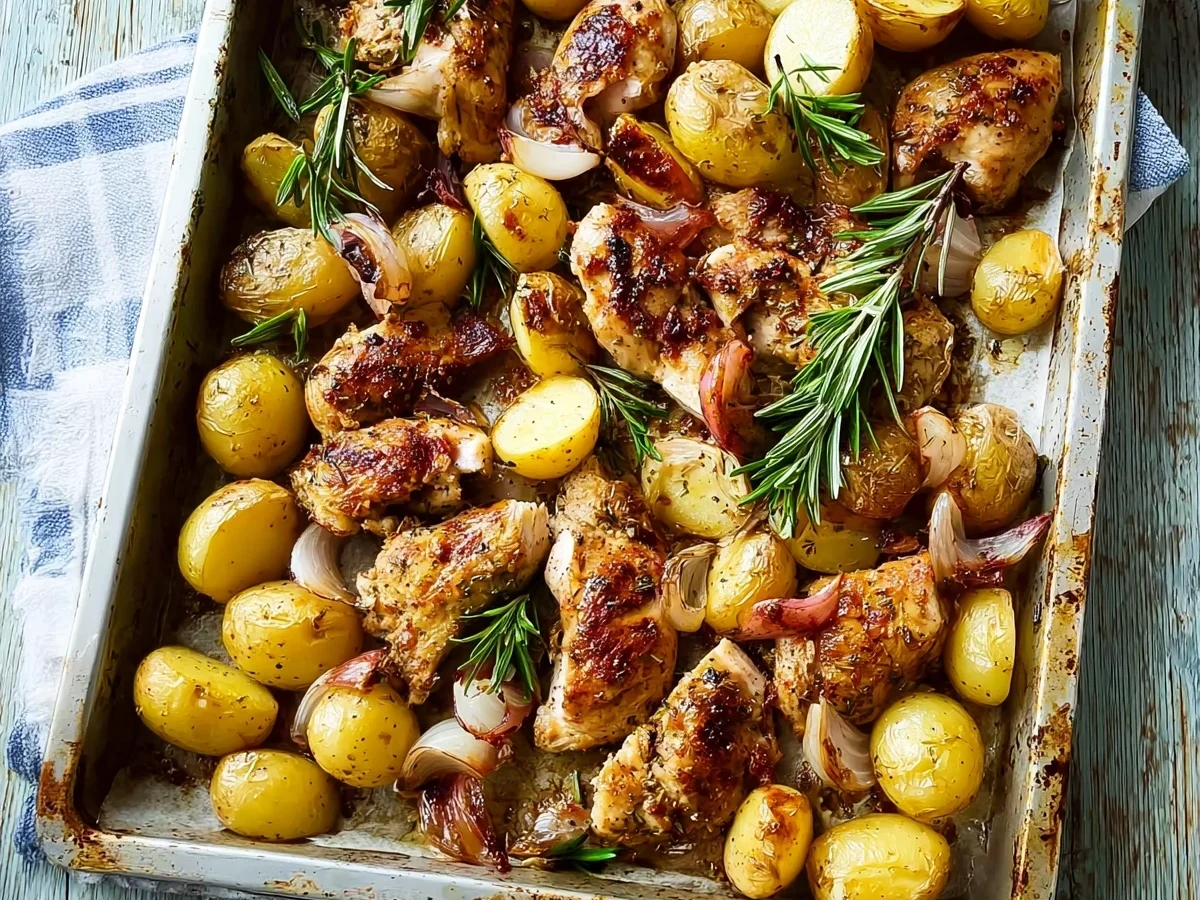 Einfaches Hähnchen-Rosmarinkartoffel-Blech Rezept - Bild 2