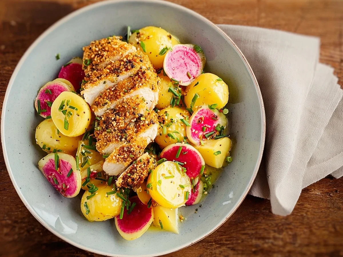 Frischer Kartoffel-Radieschen-Salat mit Sesamhähnchen - Bild 1