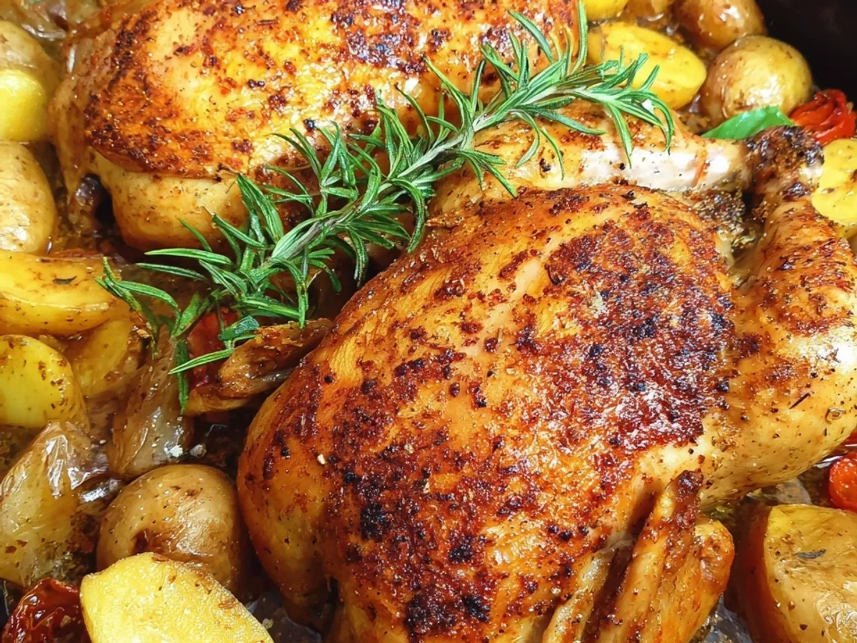Ganzes Hähnchen aus dem Ofen mit Kartoffeln - Bild 1