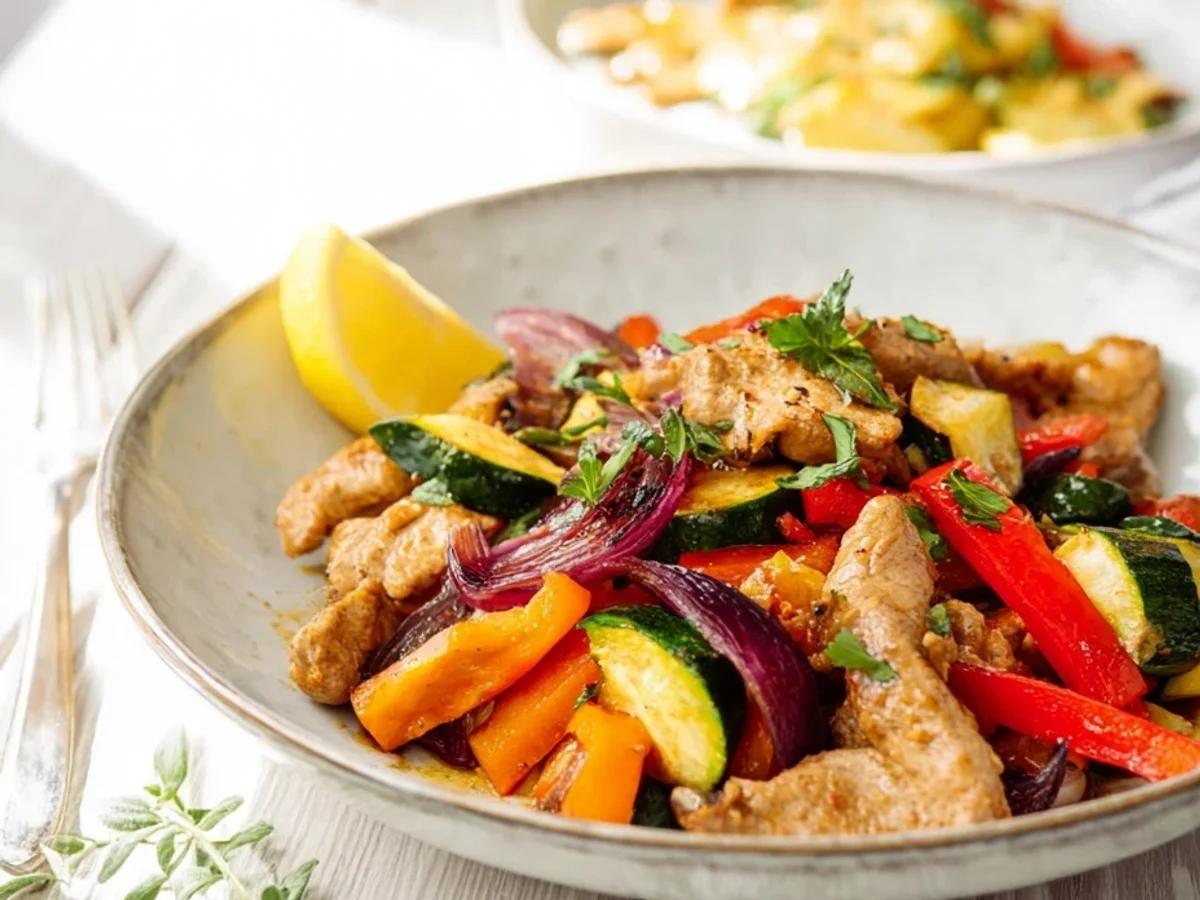 Gyros Geschnetzeltes Low Carb: Mediterranes Röstgemüse dazu - Bild 2