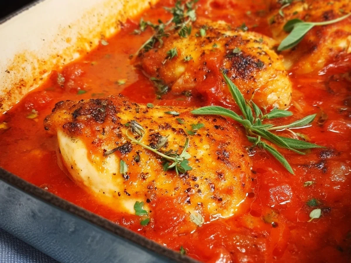 Hähnchen in Tomatensauce: Einfaches Feierabendgericht - Bild 1