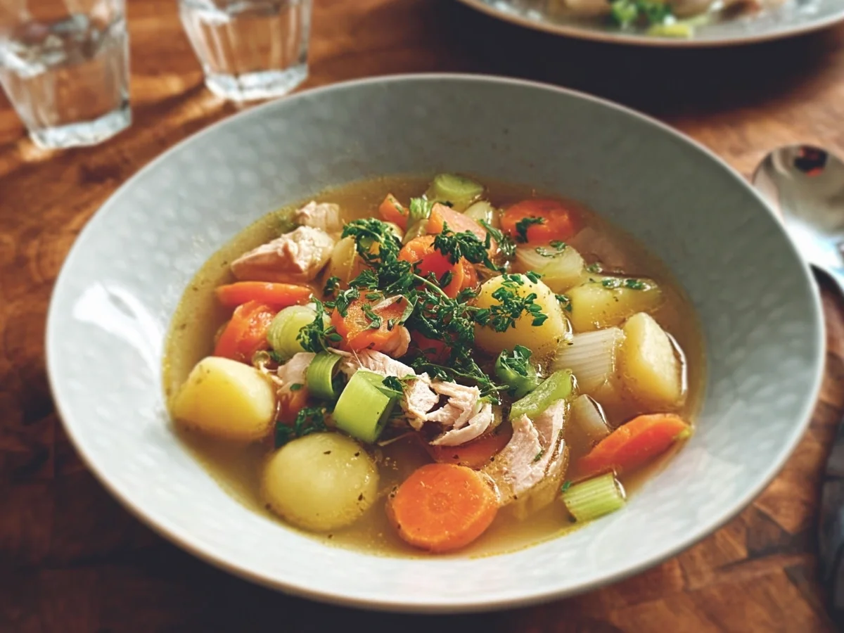 Hühnersuppe mit Gemüse und Schnittlauch - Bild 1