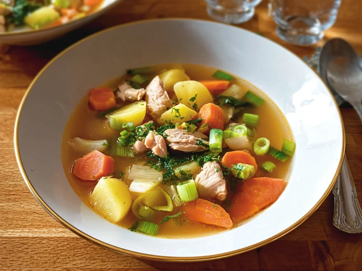 Hühnersuppe mit Gemüse und Schnittlauch - Bild 2