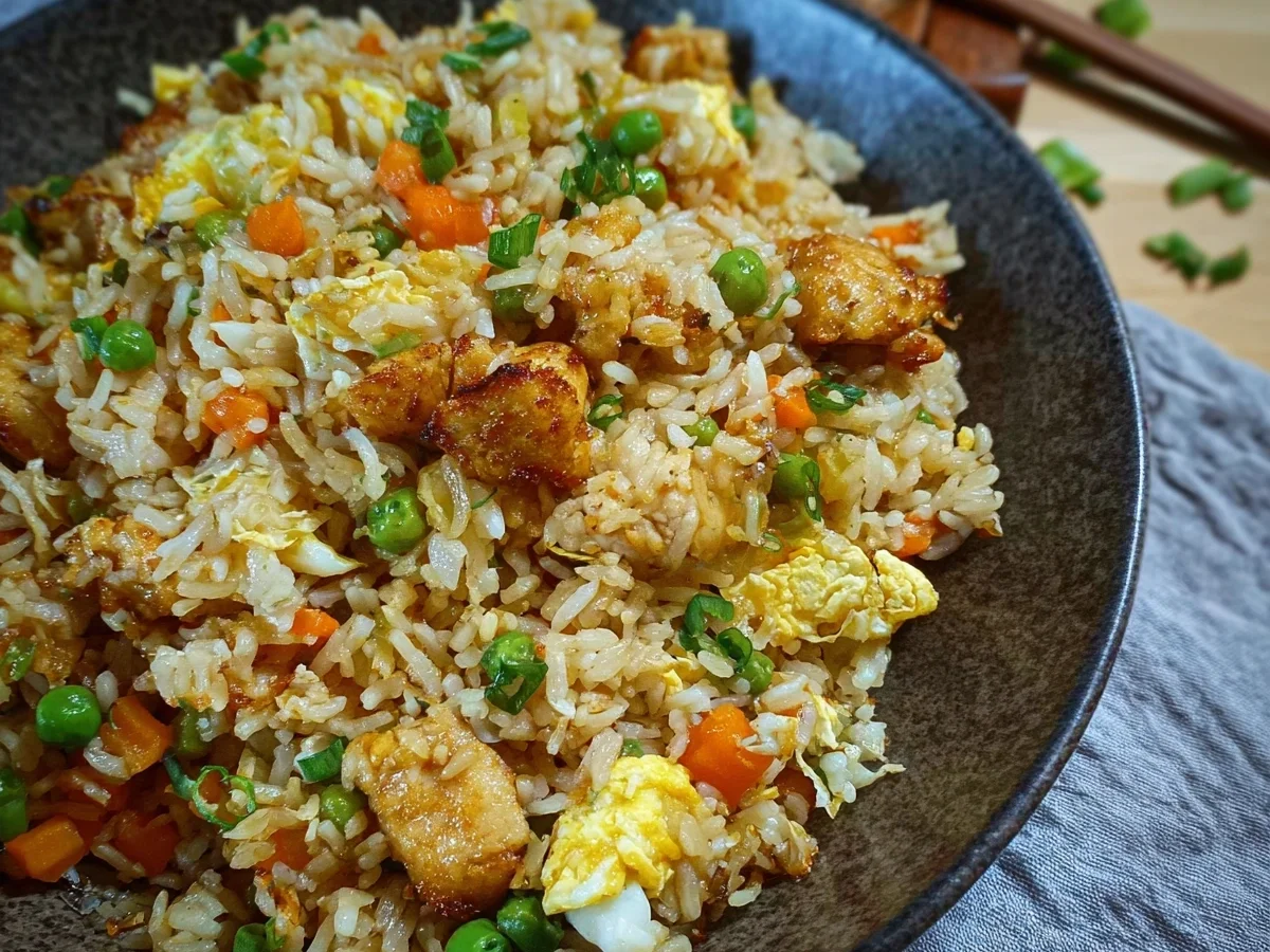 Knuspriger Gebratener Reis mit Hähnchen aus dem Airfryer - Bild 2
