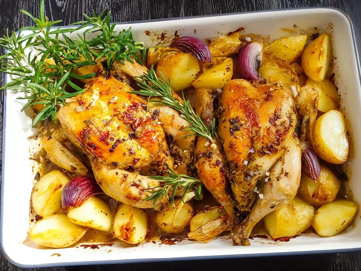 Knuspriges Ofenhähnchen mit Kartoffeln: Einfaches Familienrezept - Bild 1