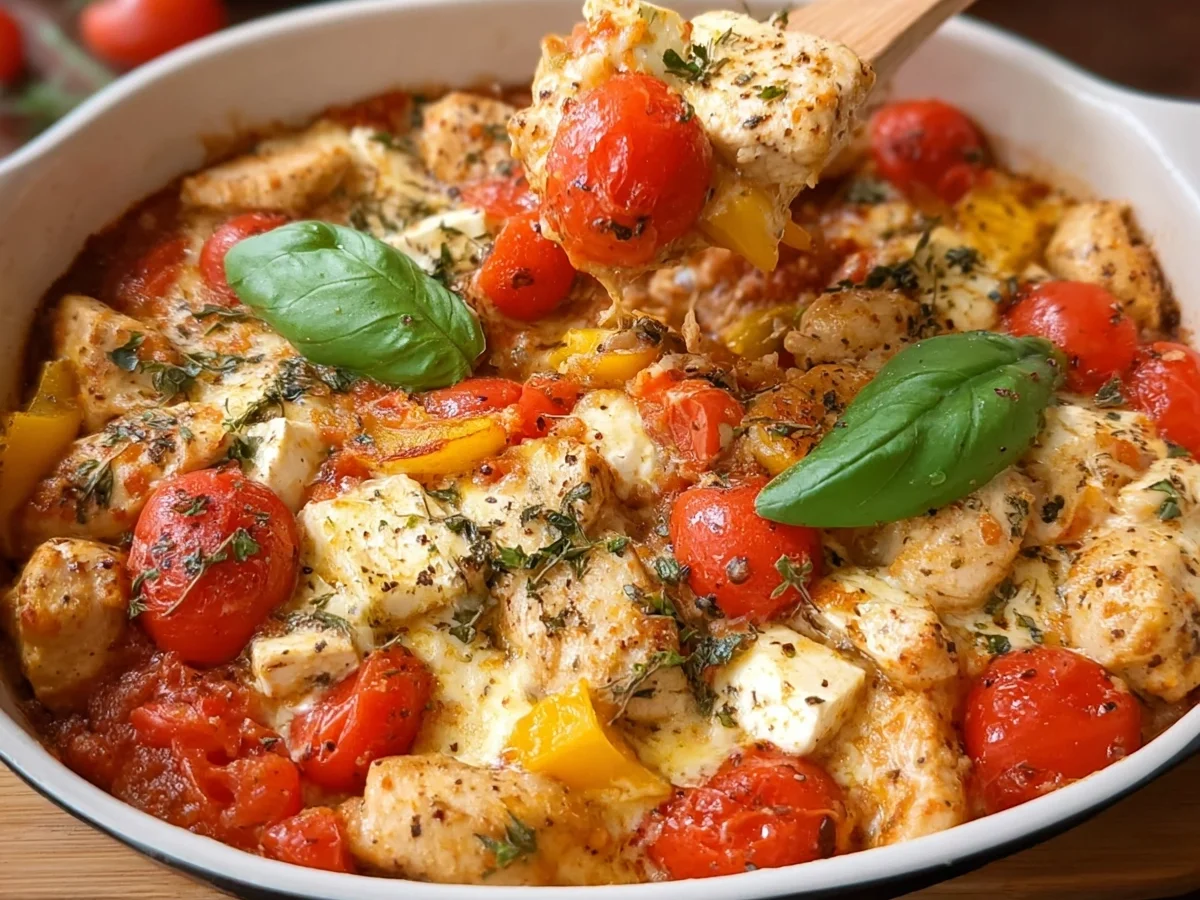 Mediterraner Low Carb Hähnchen-Feta Auflauf - Bild 1