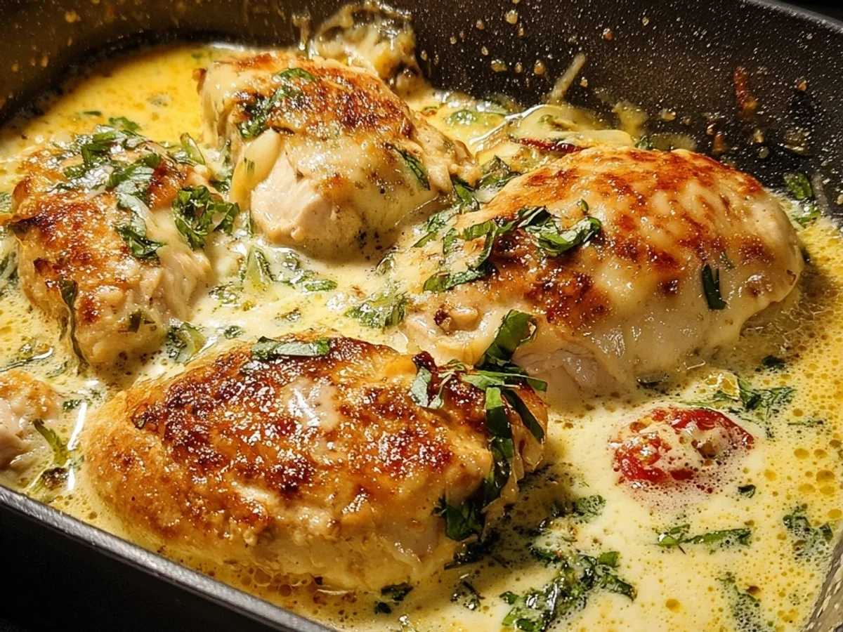 Mozzarella-Hähnchen in cremiger Sahnesoße - Bild 1
