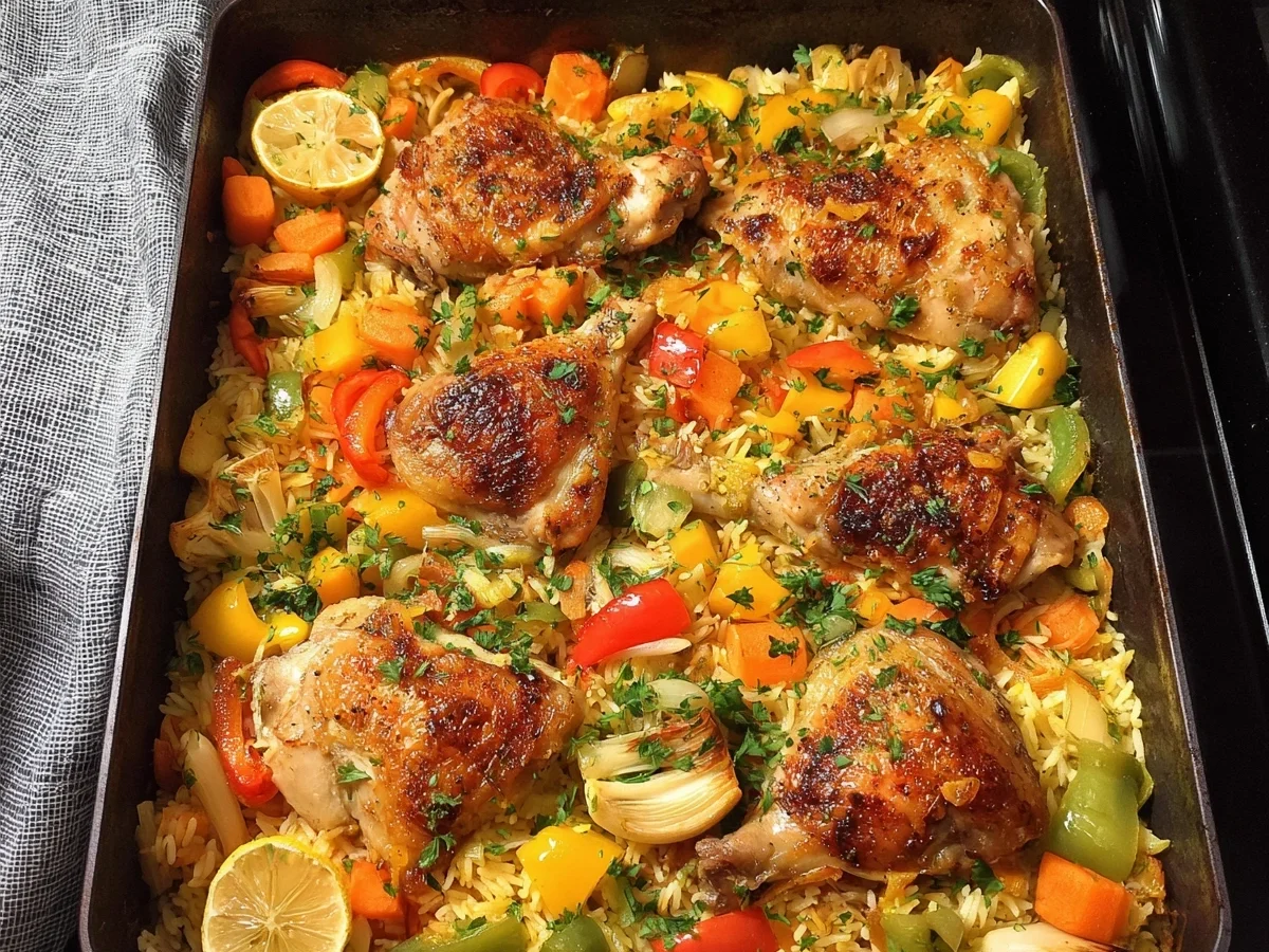Ofenhuhn mit Gemüsereis: Einfaches Familienrezept - Bild 1