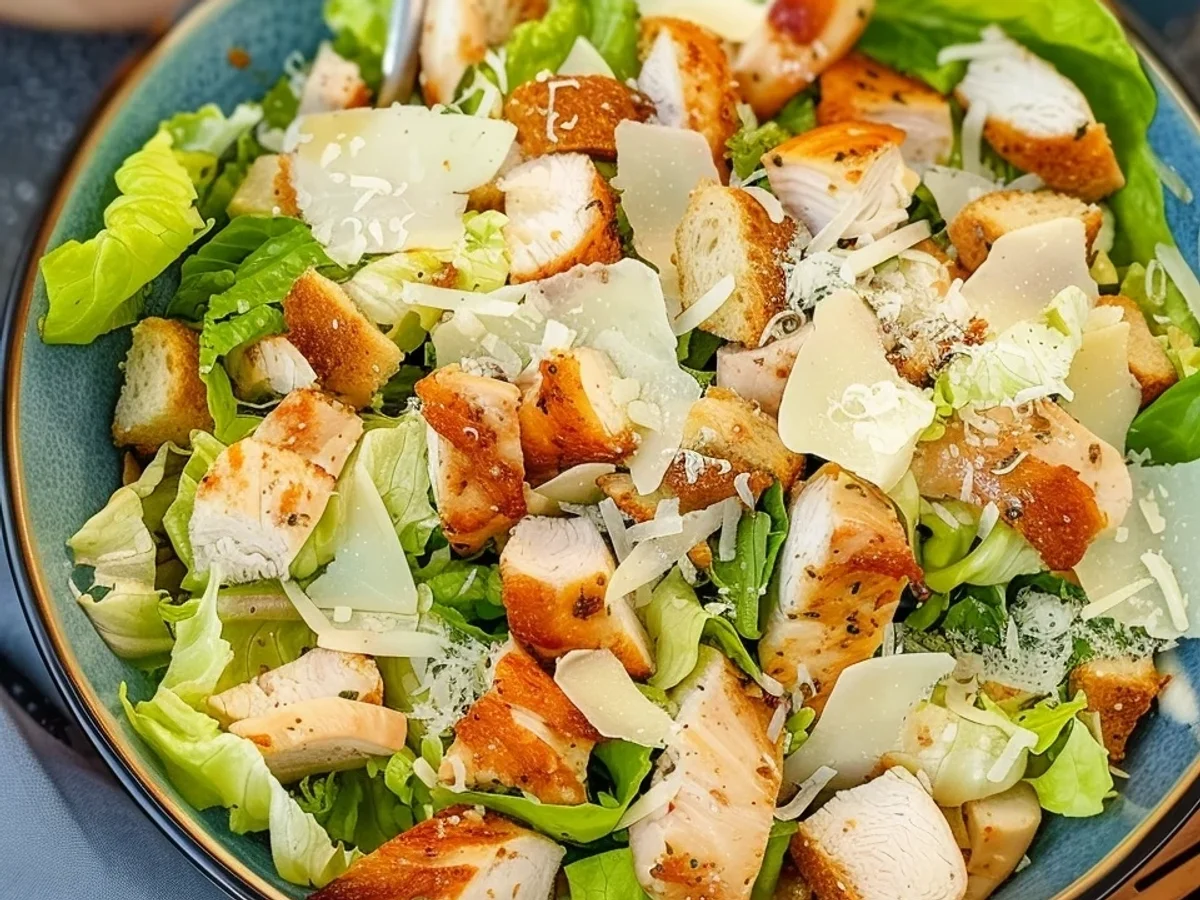 Original Caesar Salad mit Hähnchen einfach zubereiten - Bild 1