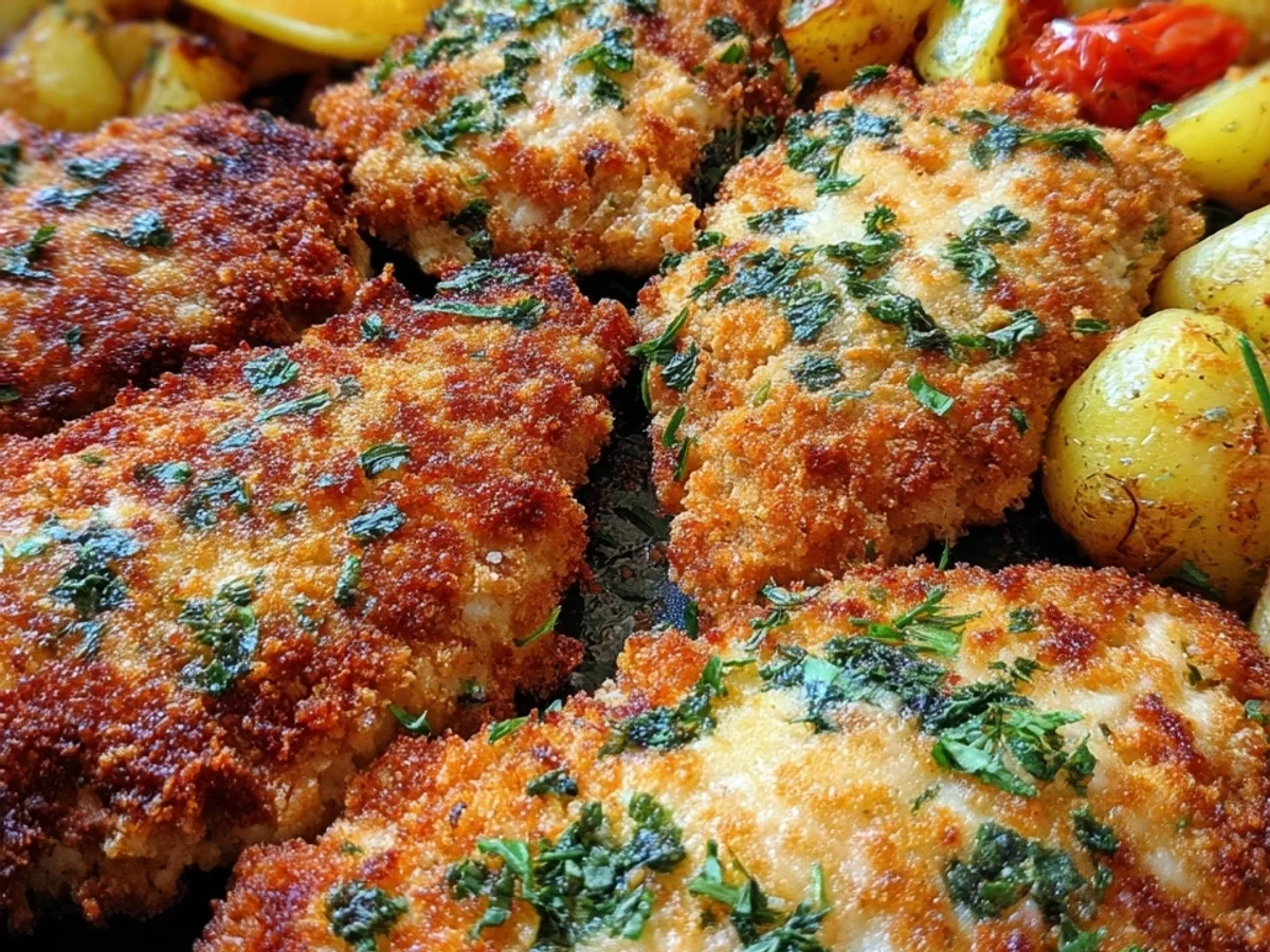 Panierte Parmesan Hähnchenschnitzel aus dem Ofen - Bild 1