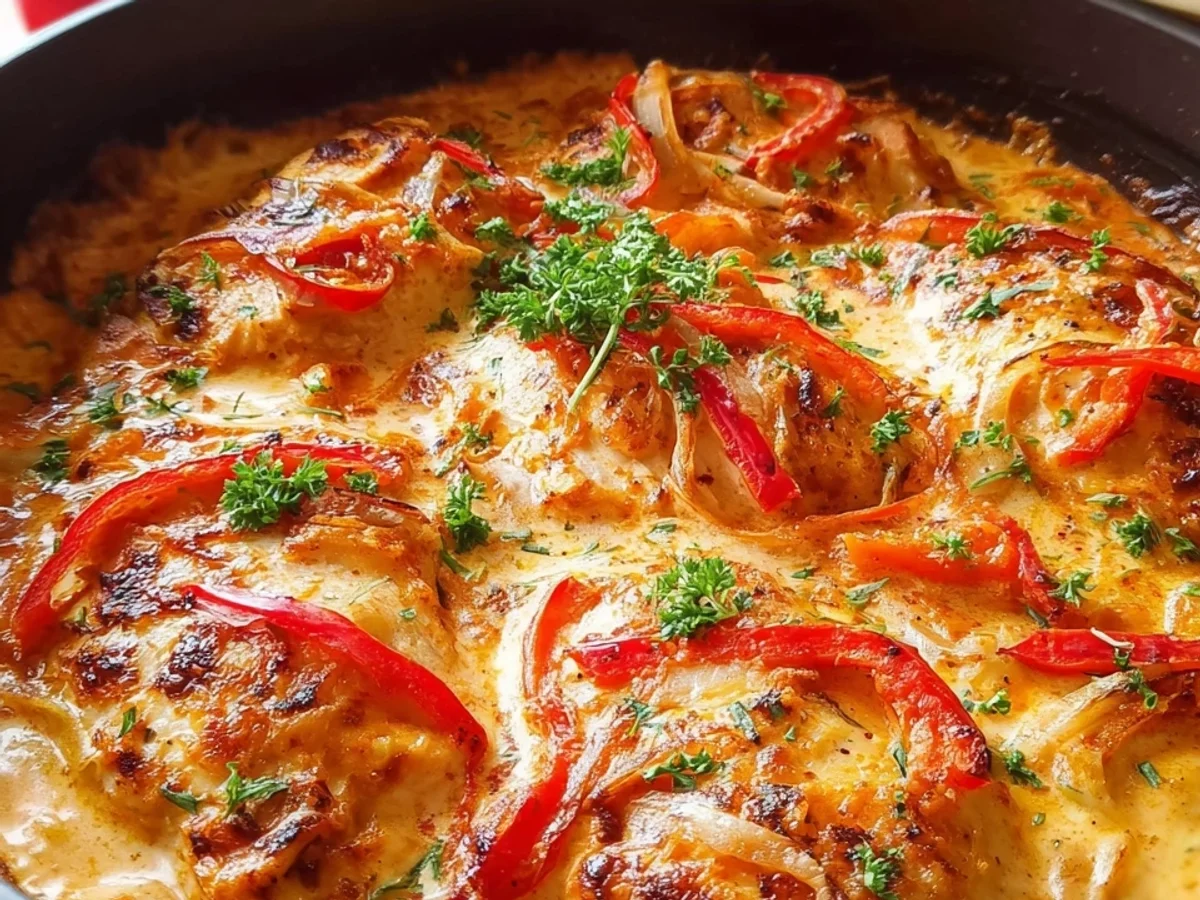 Paprika-Sahne-Hähnchen: Zart aus dem Ofen - Bild 1