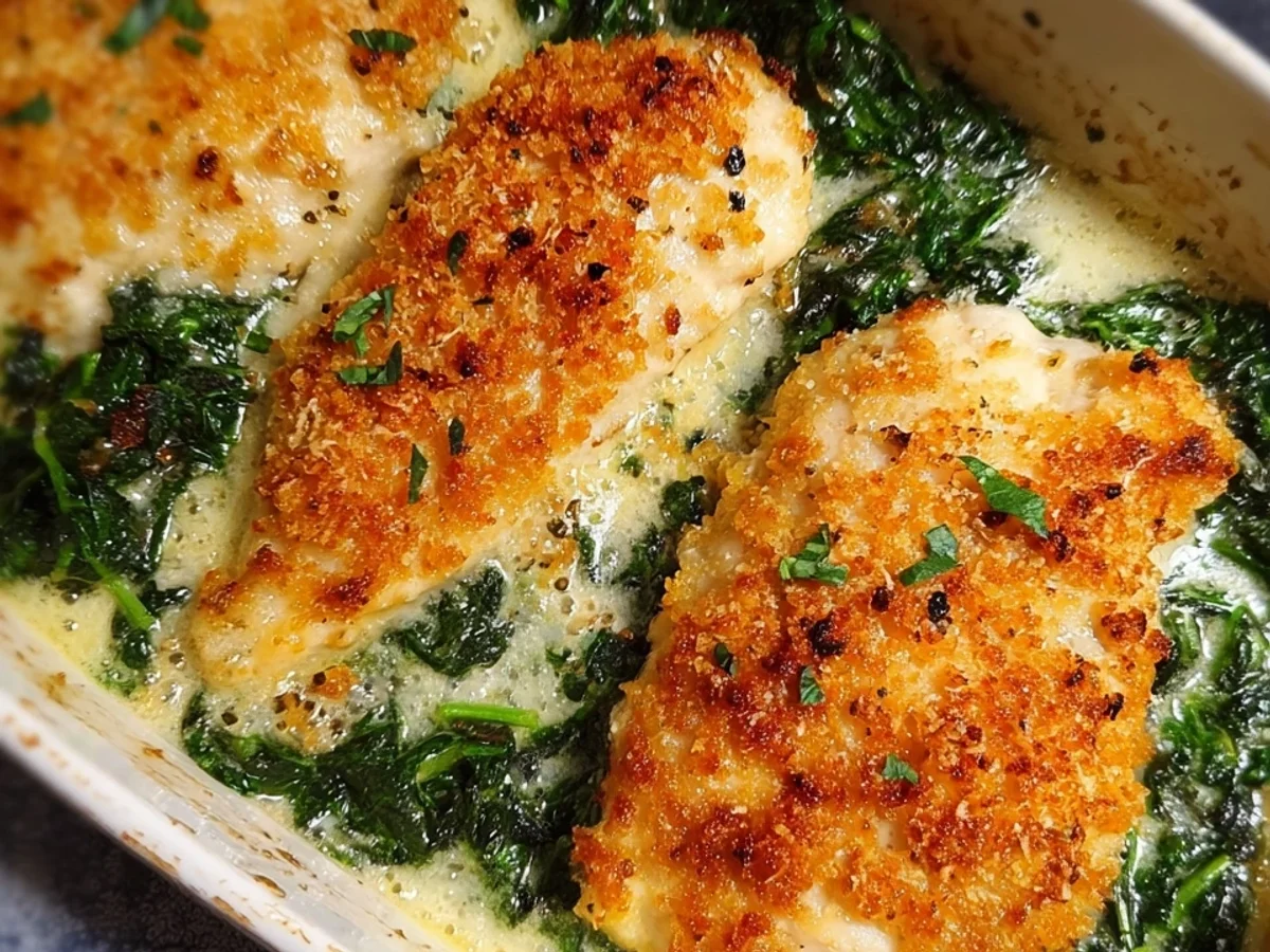 Parmesan Hähnchen mit Rahmspinat: Ofenrezept - Bild 2
