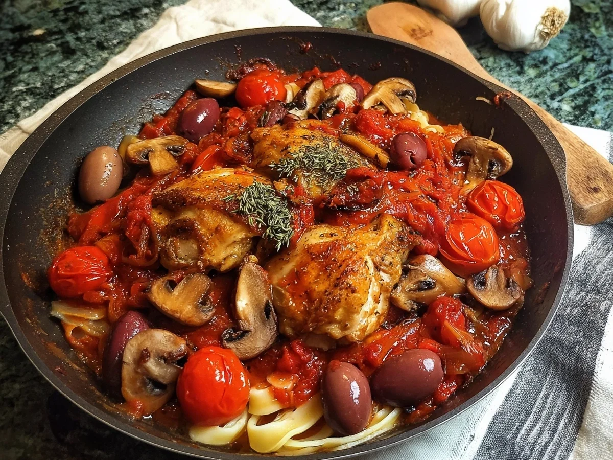 Pikante Hähnchenpfanne Cacciatore mit Tomaten & Pilzen - Bild 1