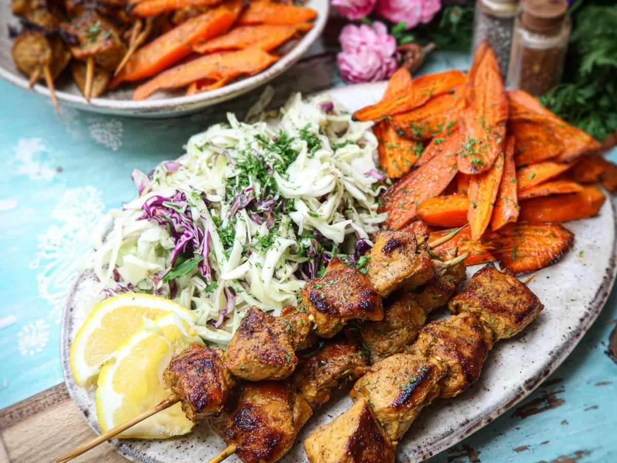 Puten-Souvlaki: Saftig mit Röstkarotten & Spitzkohlsalat - Bild 2