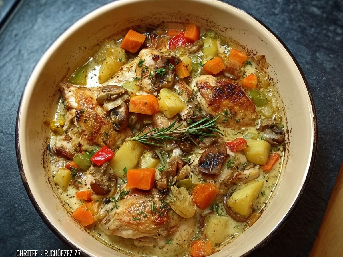Rustikales Ofenhuhn mit Gemüse & cremiger Soße - Bild 1