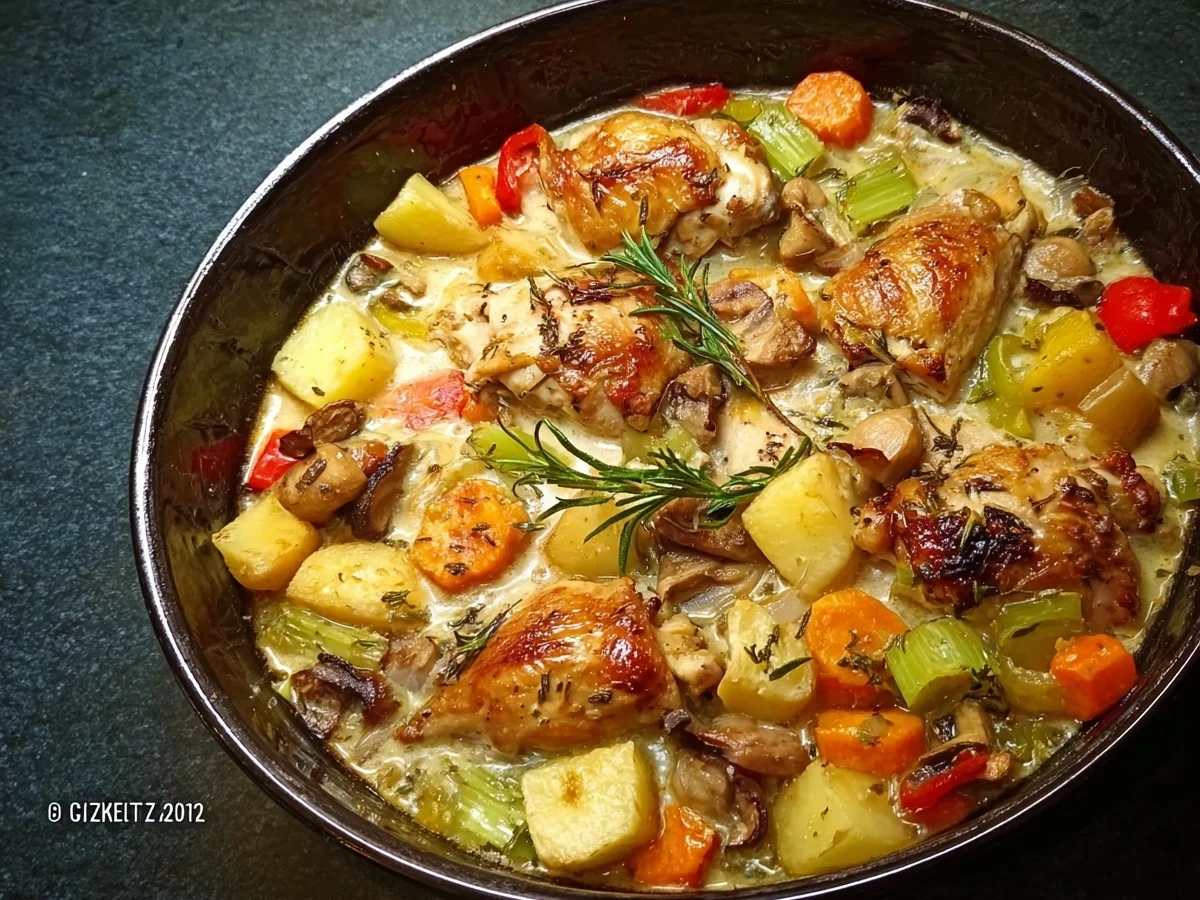 Rustikales Ofenhuhn mit Gemüse & cremiger Soße - Bild 2