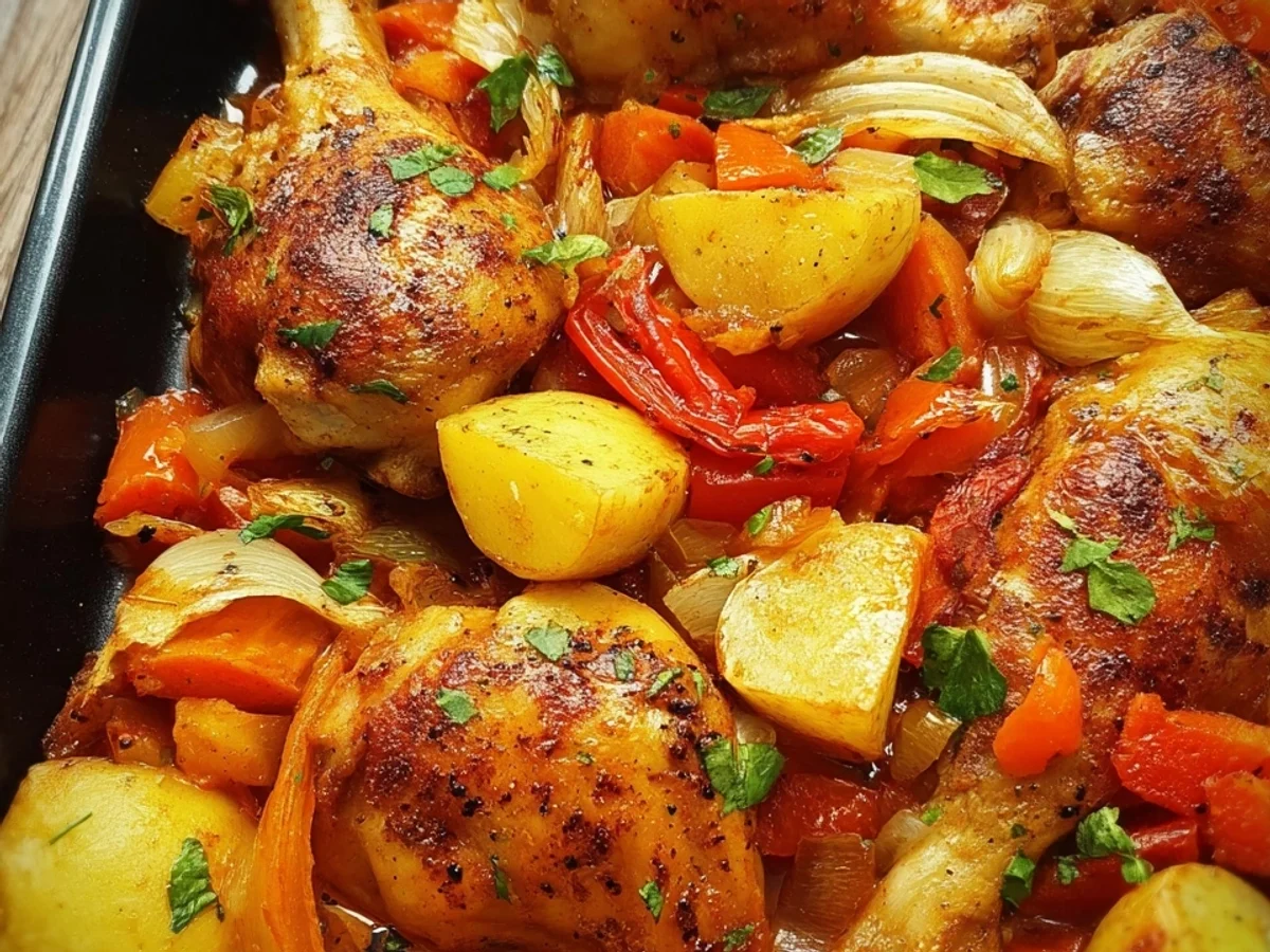 Saftige Hähnchenschenkel & Ofengemüse: Einfach & Lecker - Bild 1
