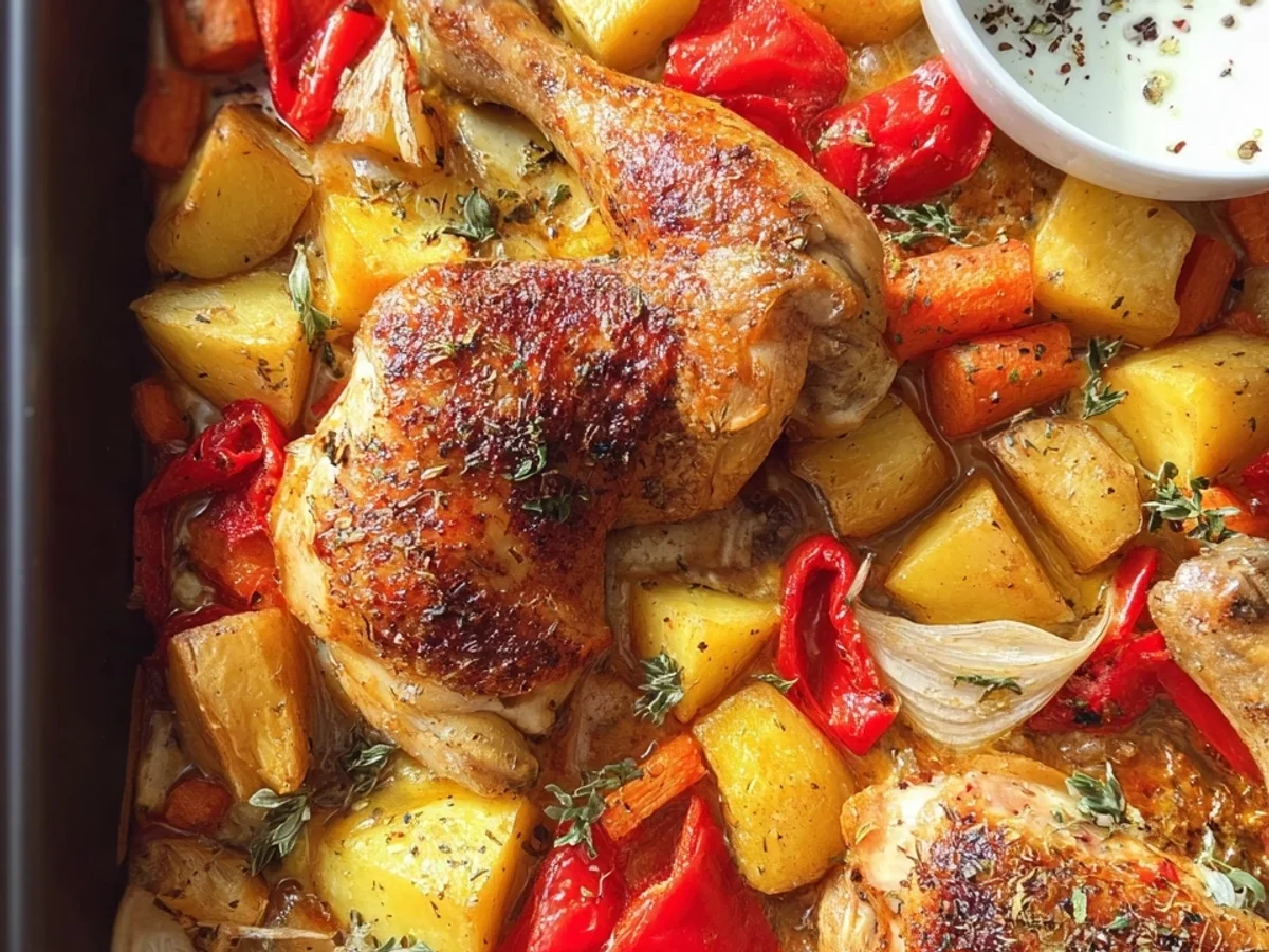 Saftige Knusper-Hähnchenschenkel mit Ofengemüse - Bild 2