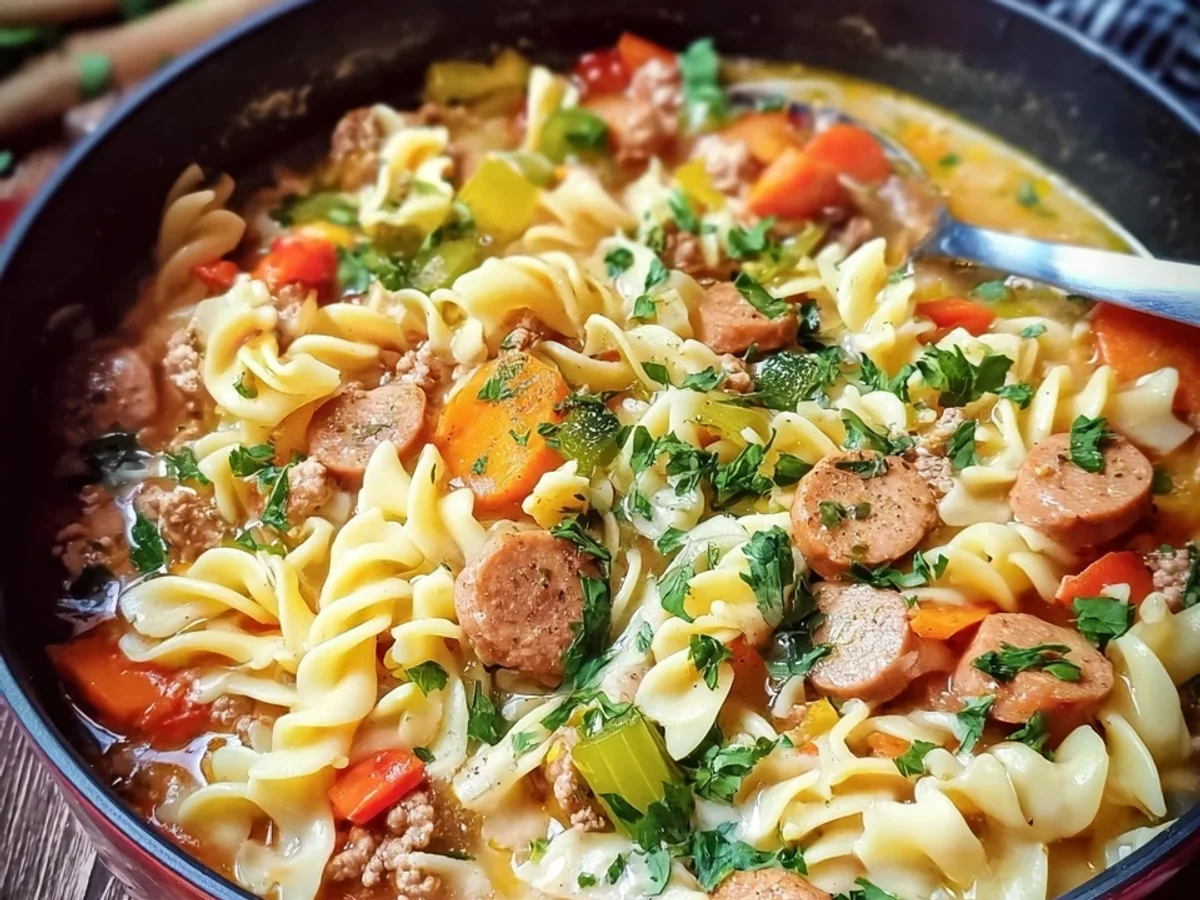 Schneller Nudel-Eintopf: Friss dich dumm Topf Rezept - Bild 1