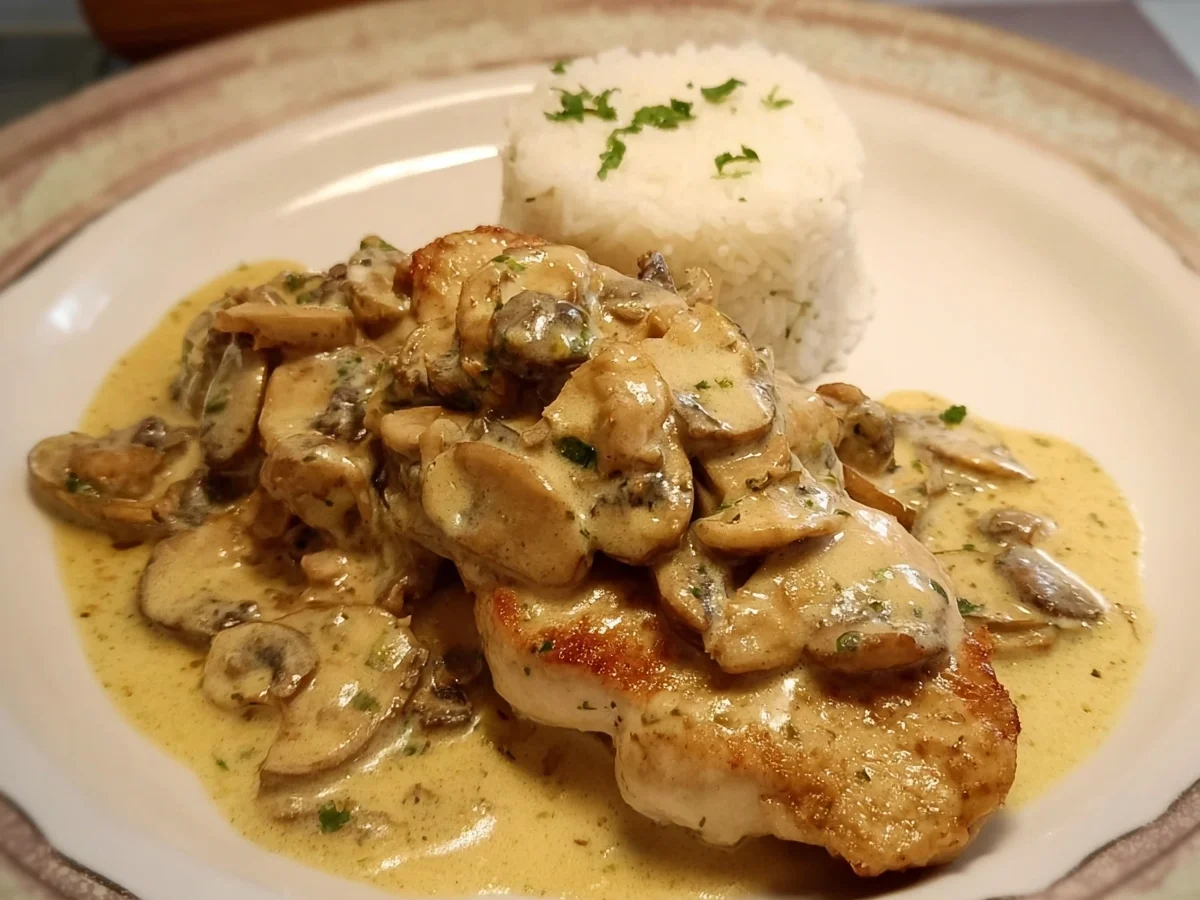 Schnelles Hühnerfilet mit cremiger Champignonsauce - Bild 1