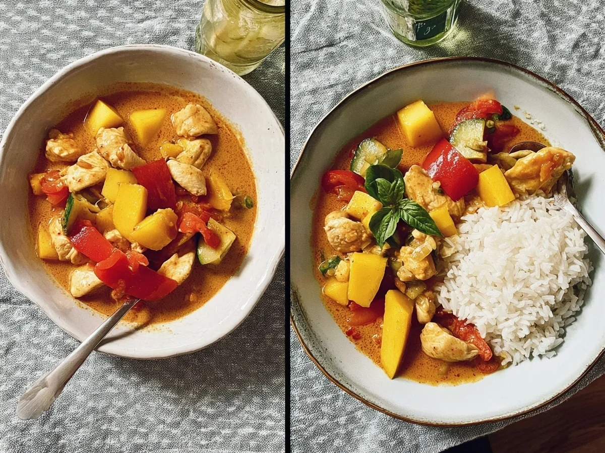 Schnelles Rotes Thai-Hühnchen-Curry mit Mango - Bild 1