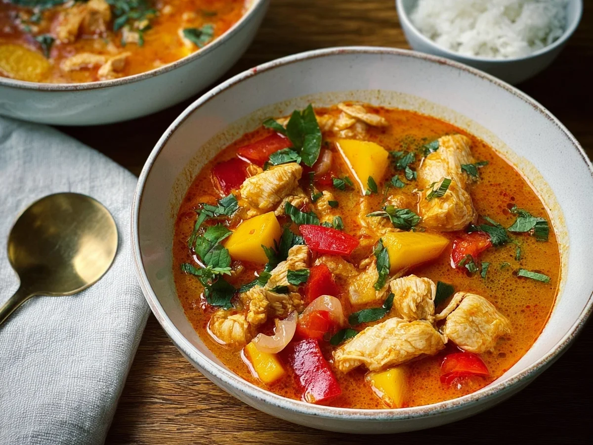 Schnelles Rotes Thai-Hühnchen-Curry mit Mango - Bild 2