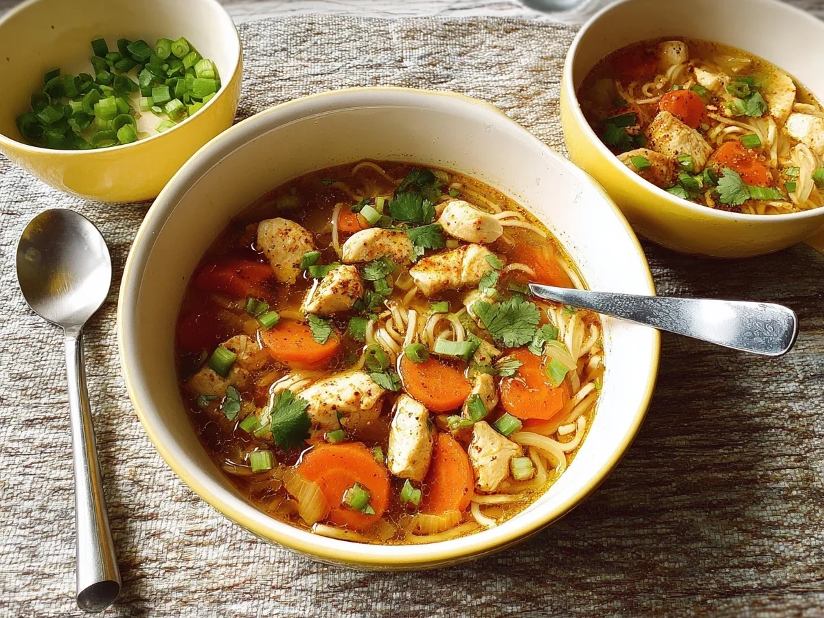 Würzige Asia Suppe mit Huhn & frischem Gemüse - Bild 1