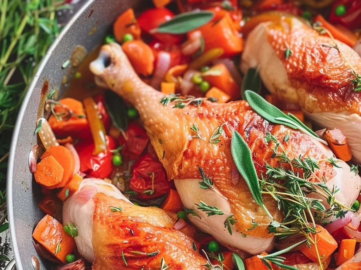 Zarte Hähnchenschenkel in der Pfanne schmoren: Mein Rezept - Bild 1