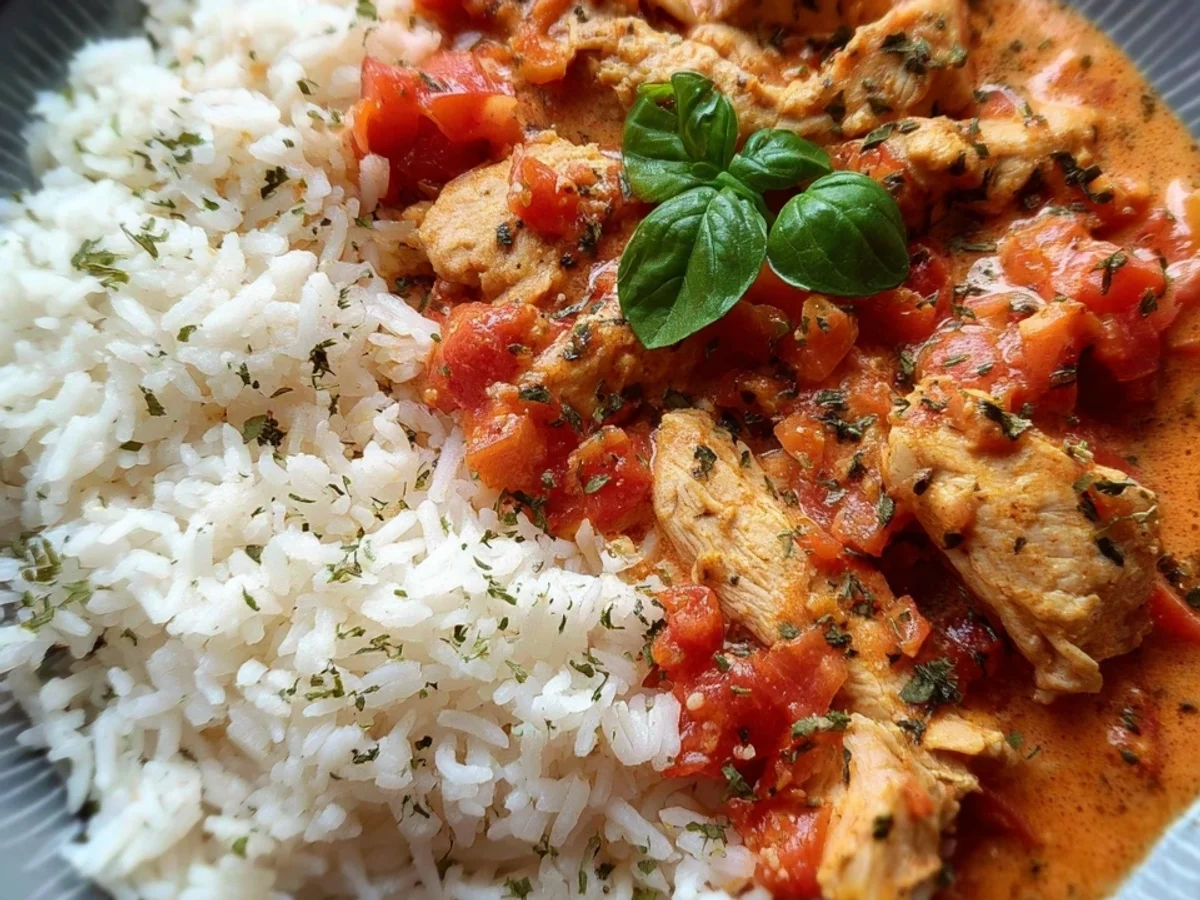 Zartes Hähnchen Reis Tomatensoße: Fitness Meal Prep - Bild 2