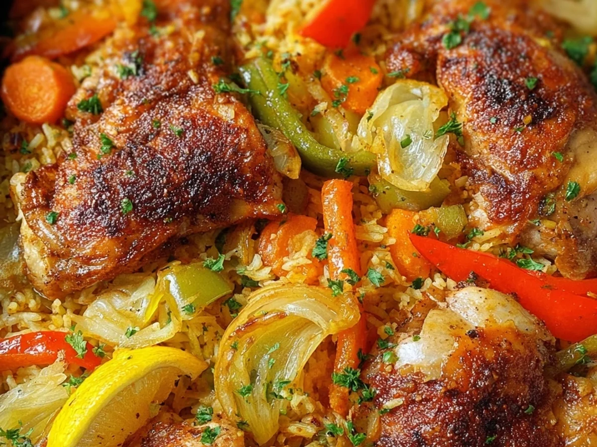 Zartes Ofenhuhn mit Gemüsereis Ein Blechgericht - Bild 2