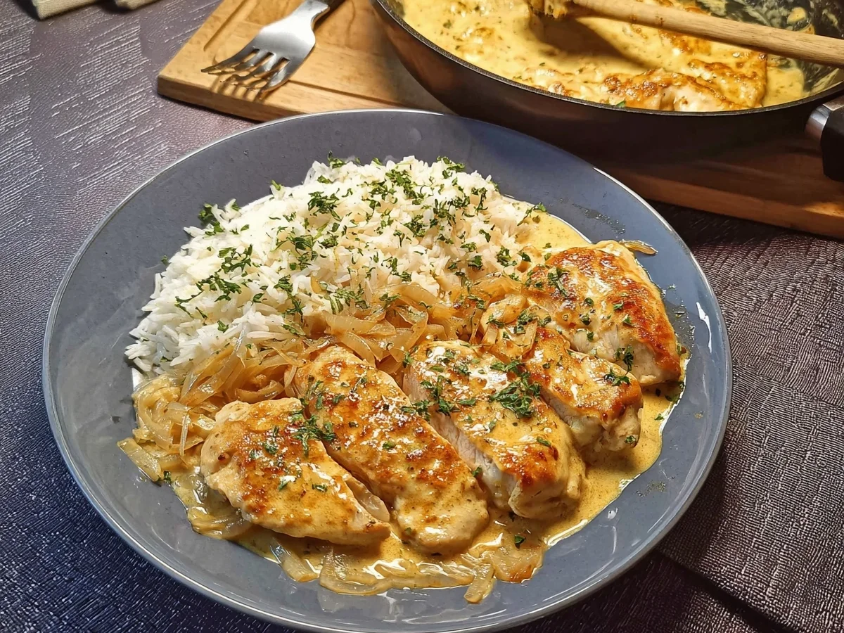 Zwiebel-Sahne-Hähnchen: Einfaches Familienrezept - Bild 1