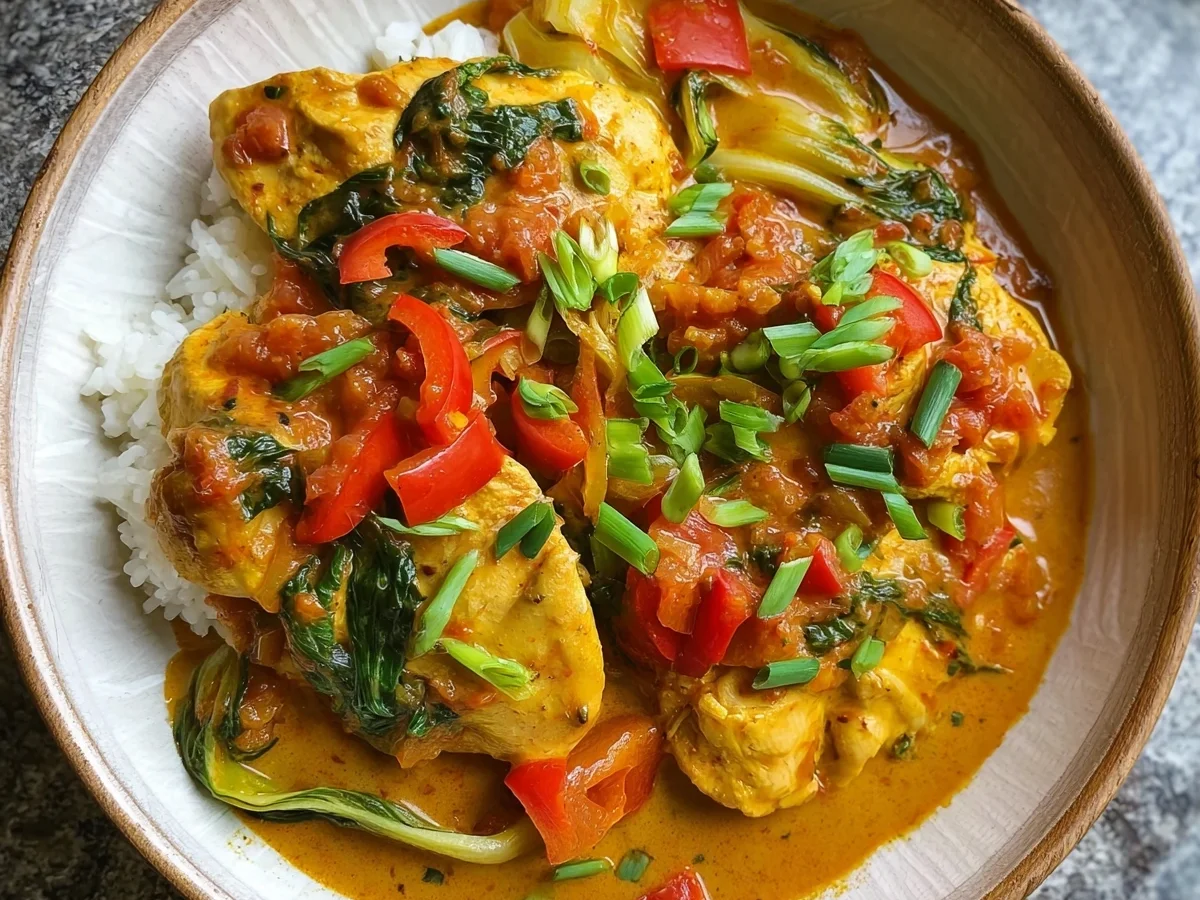 Aromatisches Hähnchen Curry mit Paprika & Pak Choi - Beitragsbild