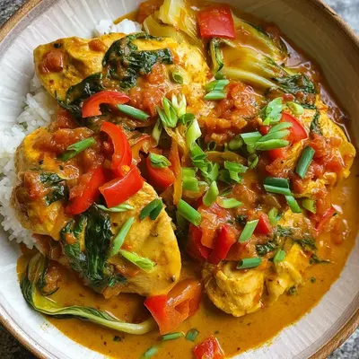 Aromatisches Hähnchen Curry mit Paprika & Pak Choi