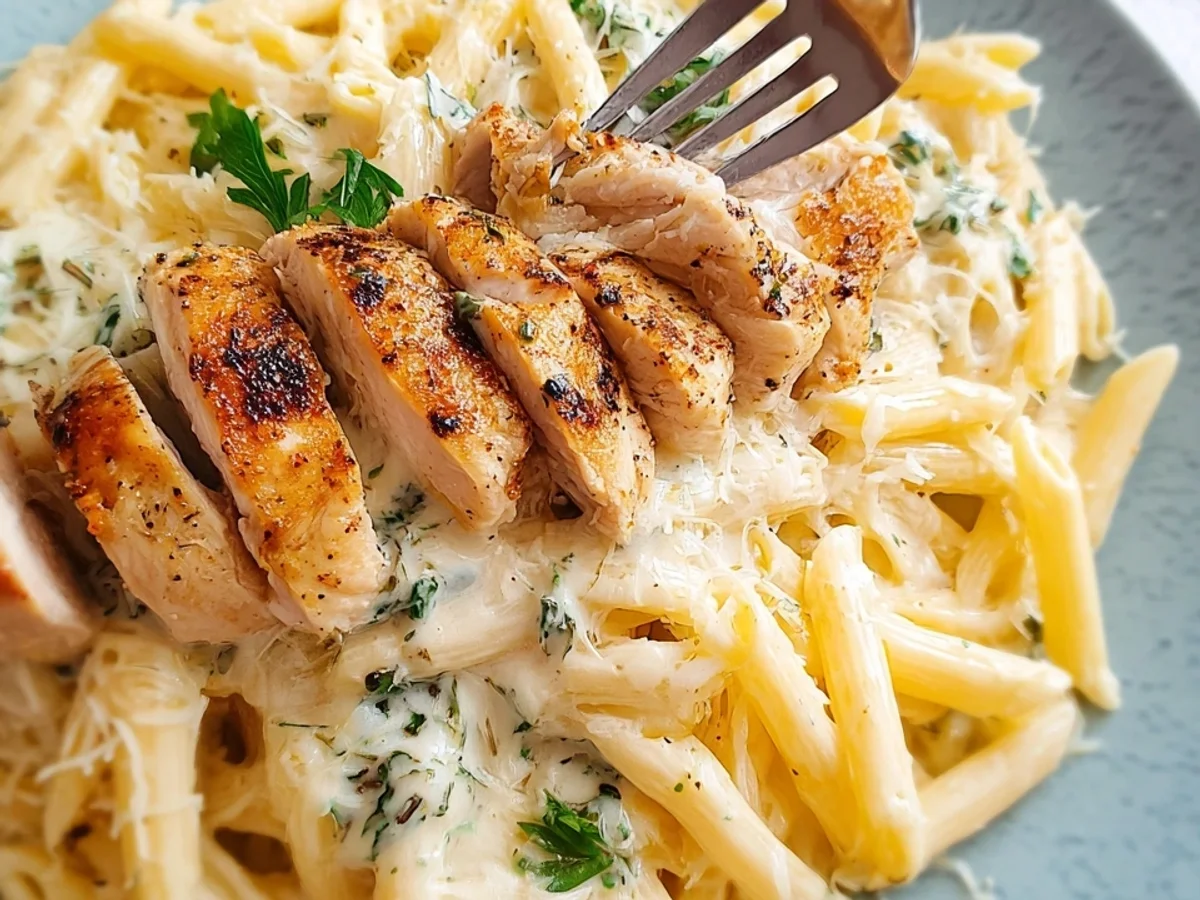 Cremige Hähnchen Alfredo Pasta: Einfach & unwiderstehlich - Beitragsbild