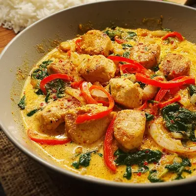 Cremige Hähnchen-Pfanne mit Kokosmilch & Gemüse
