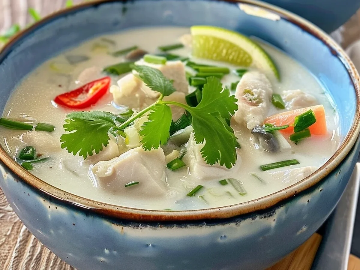 Cremige Tom Kha Gai: Thailändische Hühnersuppe - Beitragsbild