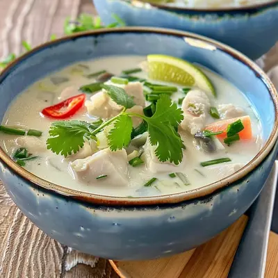 Cremige Tom Kha Gai: Thailändische Hühnersuppe