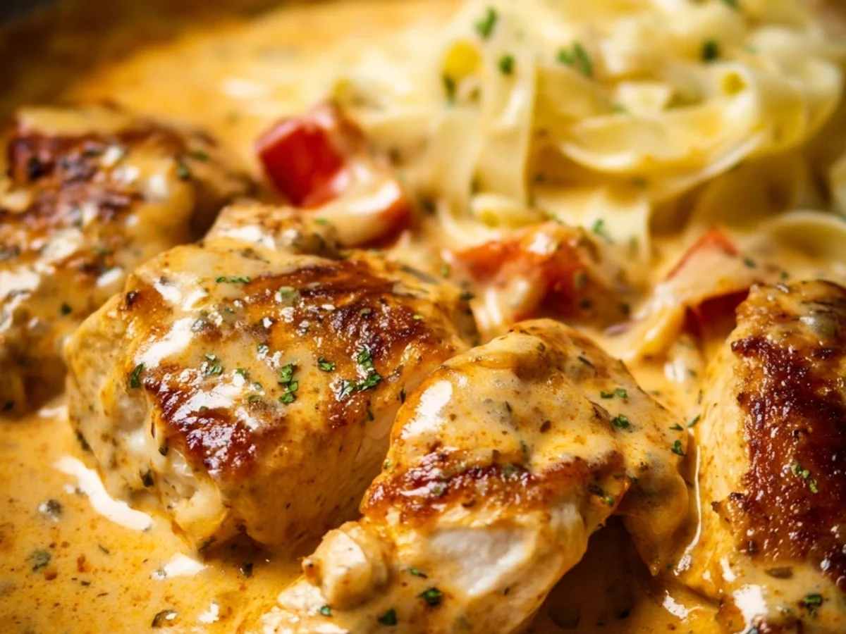Cremiges Paprika-Sahne-Hähnchen ohne Fix - Beitragsbild