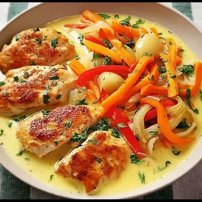 Cremiges Rahmhuhn mit Gemüse: Zartes Hähnchengericht