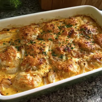 Cremiges Zwiebel-Sahne-Hähnchen aus dem Ofen